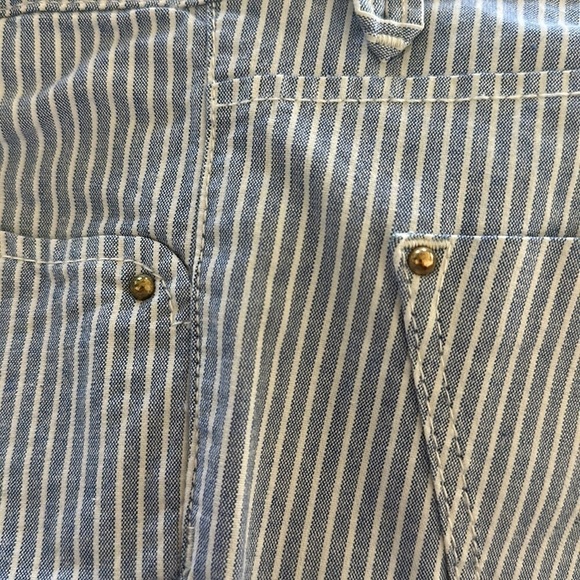 MASSIMO DUTTI WOMEN SLIM FIT CROPPED MIDWAIST TROUSERS blue and white stripes 4 - Picture 9 of 9